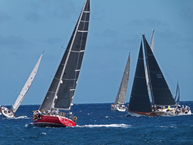 Segelboote auf dem Meer bei der Antigua Sailing Week