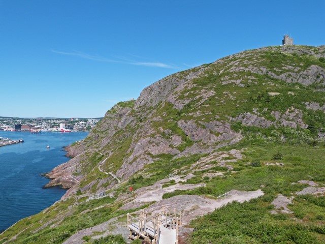 Wanderweg am grünen Signal Hill nach unten, Neufundland