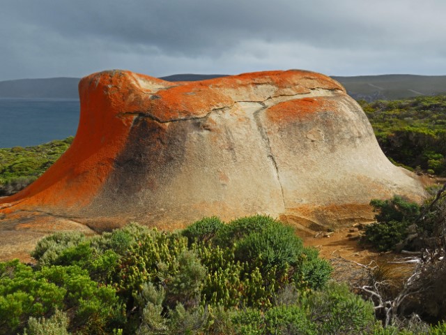 Grau-roter Fels in der Form eines Hutes in Remarkable Rocks auf Kangaroo Island