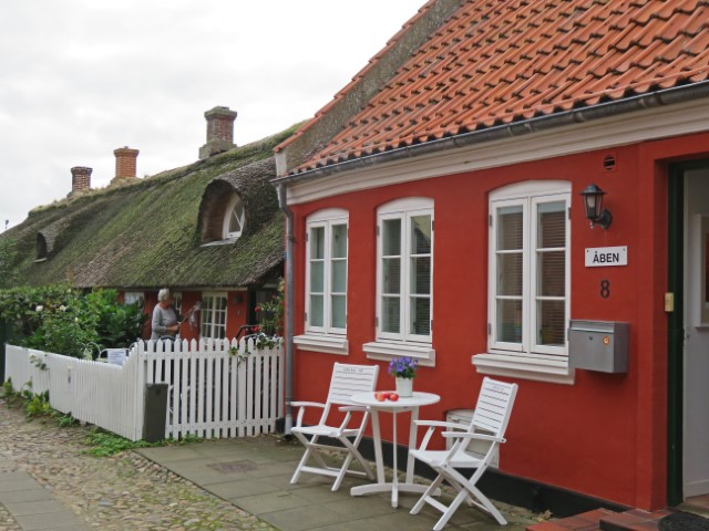 Rotes Haus und Reetdachhaus in Nordby