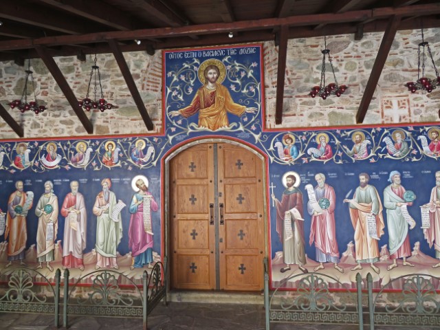 Wandbild mit Jesus und seinen Aposteln im Metamòrphosis-Kloster