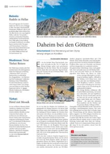 Artikel über eine Wandertour auf den Olymp in Griechenland