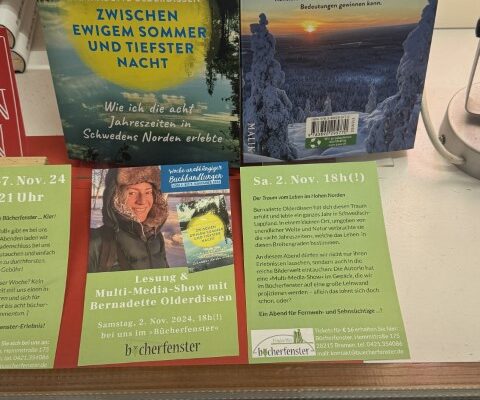 Bernadette Olderdissens Buch "Zwischen ewigem Sommer und tiefster Nacht" vor